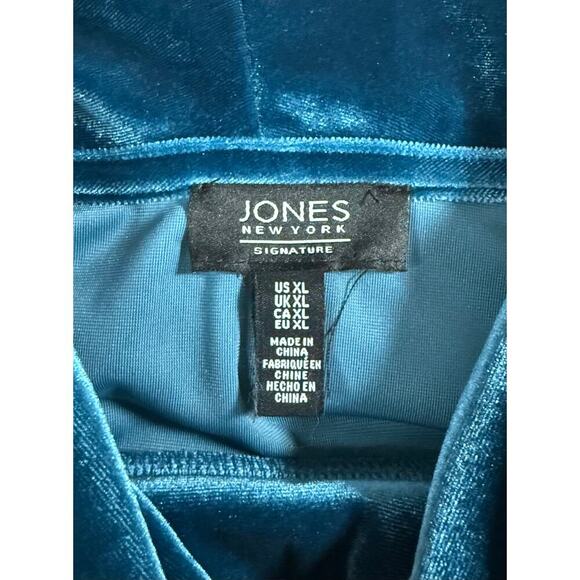 Jones New York Women's Velour Pullover Tunic Top Cowl Neck Long Sleeve XL Blue - Picture 5 of 8